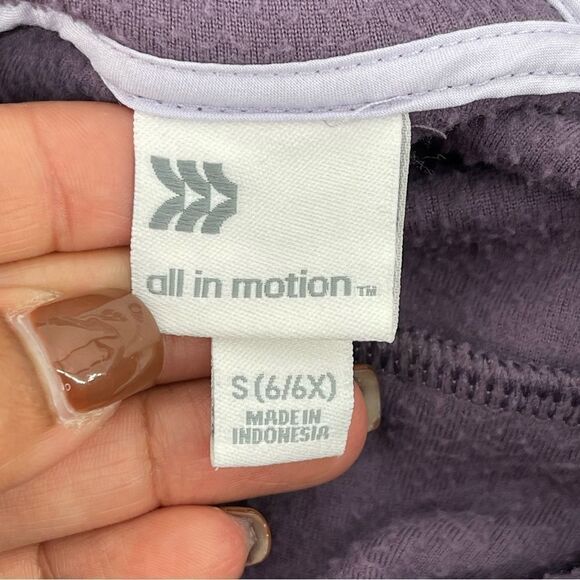 All In Motion Girl’s Purple Half Zip Hooded Pullover Fleece Sweatshirt Size 6/6X - Picture 10 of 12